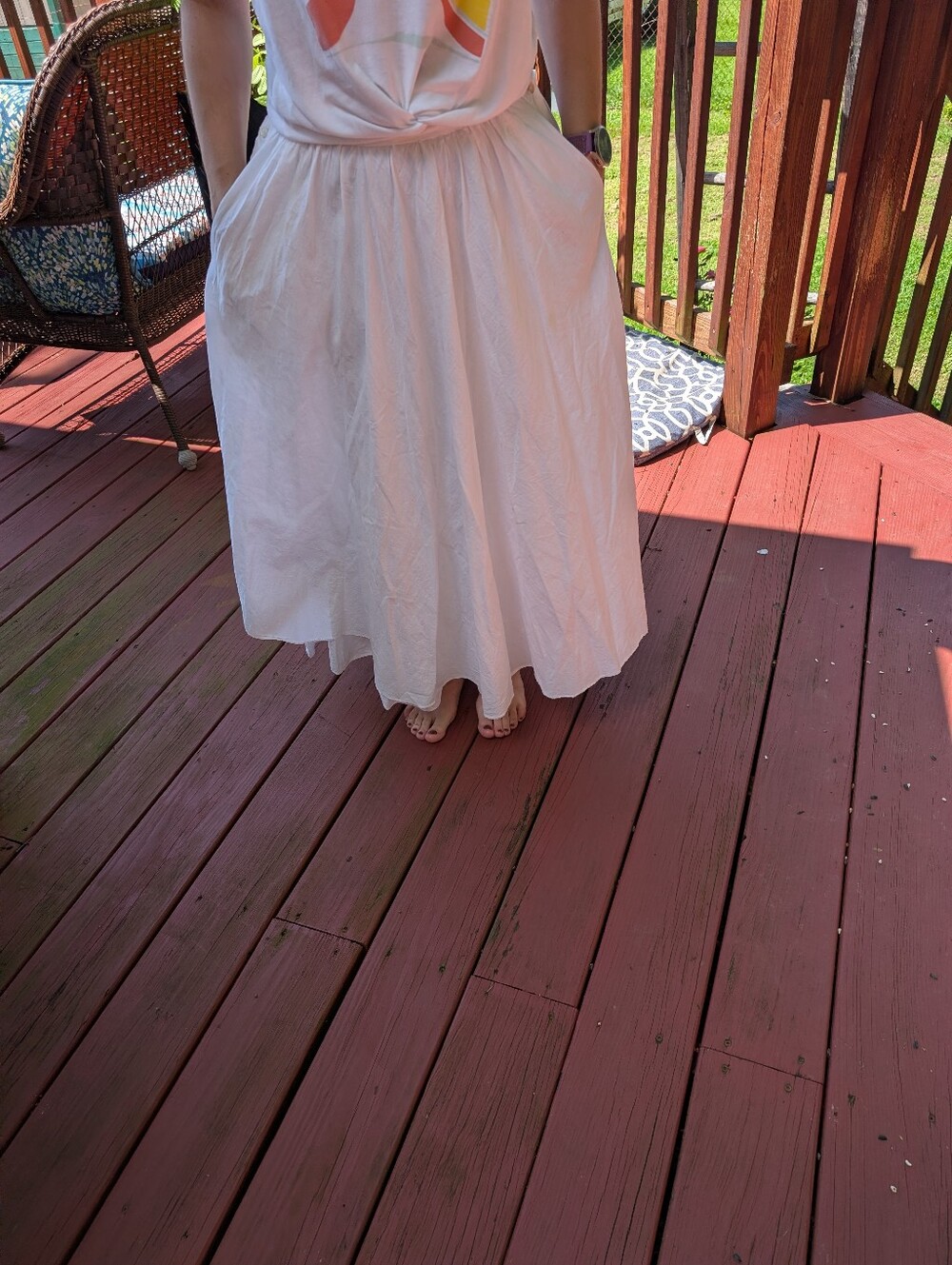 Jessica Mc Clintock W omen's White Vintage Cotton Full-Length Skirt- Sz 9/10